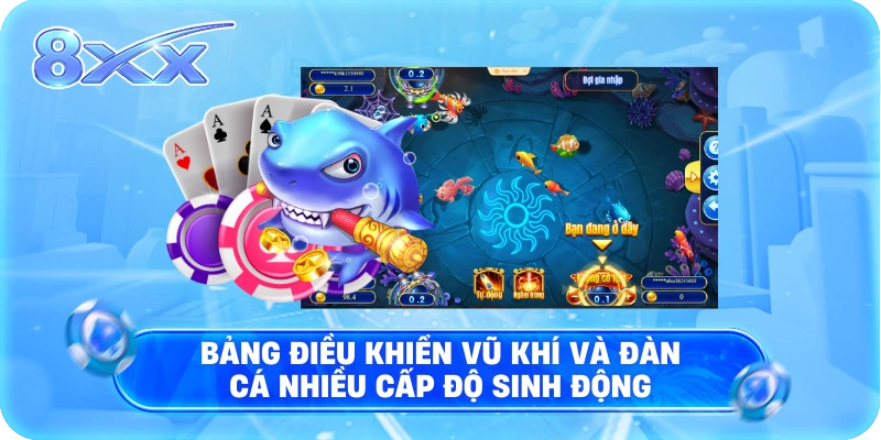 Bảng điều khiển vũ khí và đàn cá nhiều cấp độ sinh động