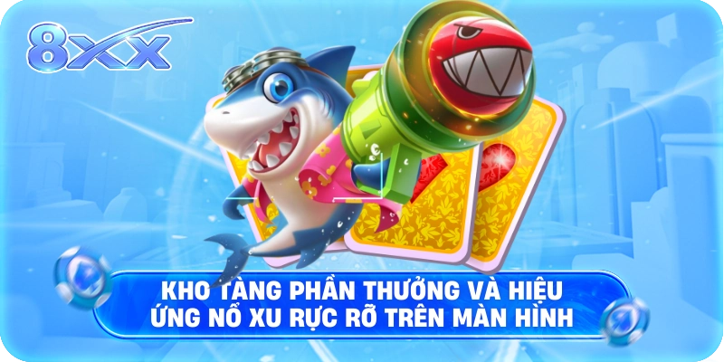 Kho tàng phần thưởng và hiệu ứng nổ xu rực rỡ trên màn hình
